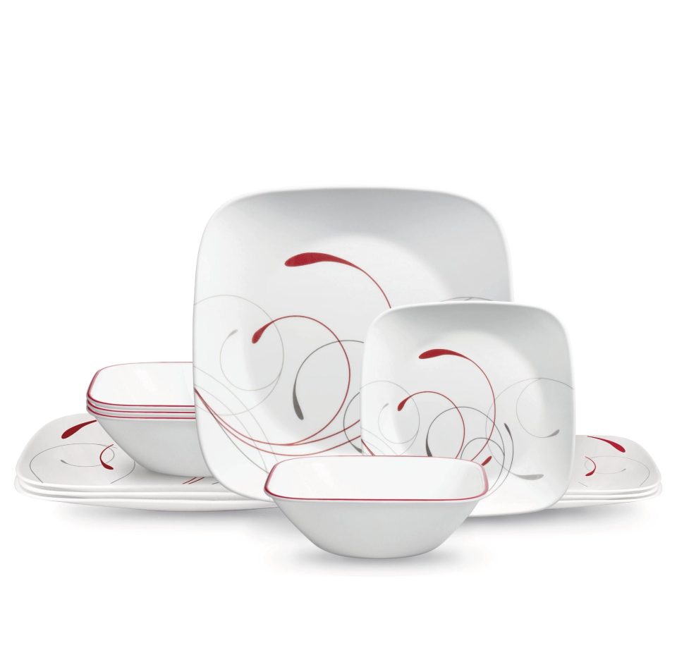 Corelle® Square Splendor 12-piece Dinnerware Set with Appetizer Plates, Service for 4