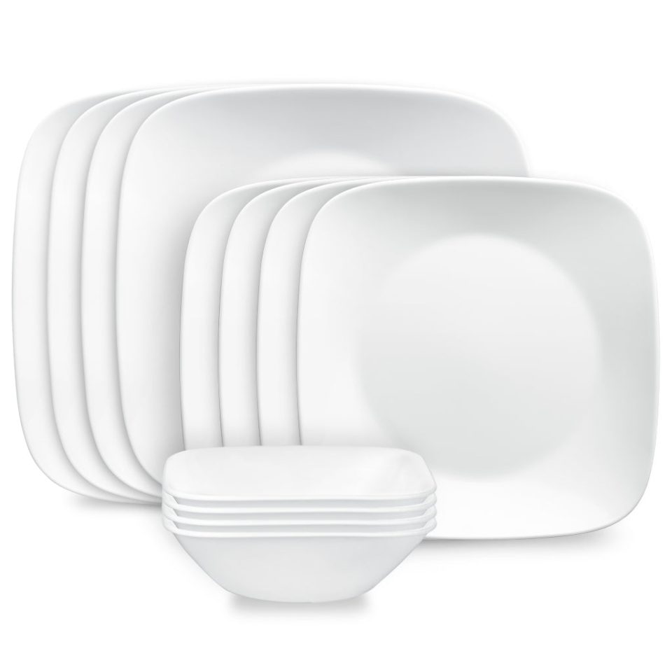 Corelle® Square™ Pure White 12-piece Dinnerware Set, Service for 4