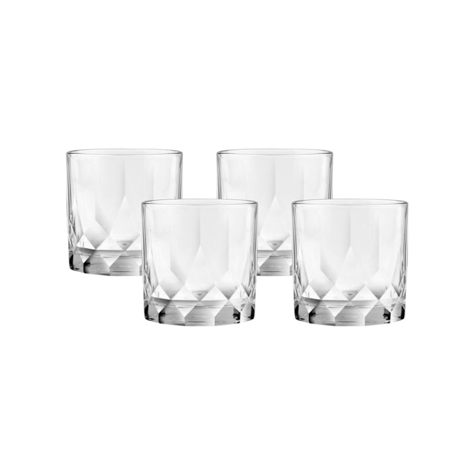 Ocean Glass Cienna Rocks Glasses (4-Pieces), 12-ounce, dishwasher Safe