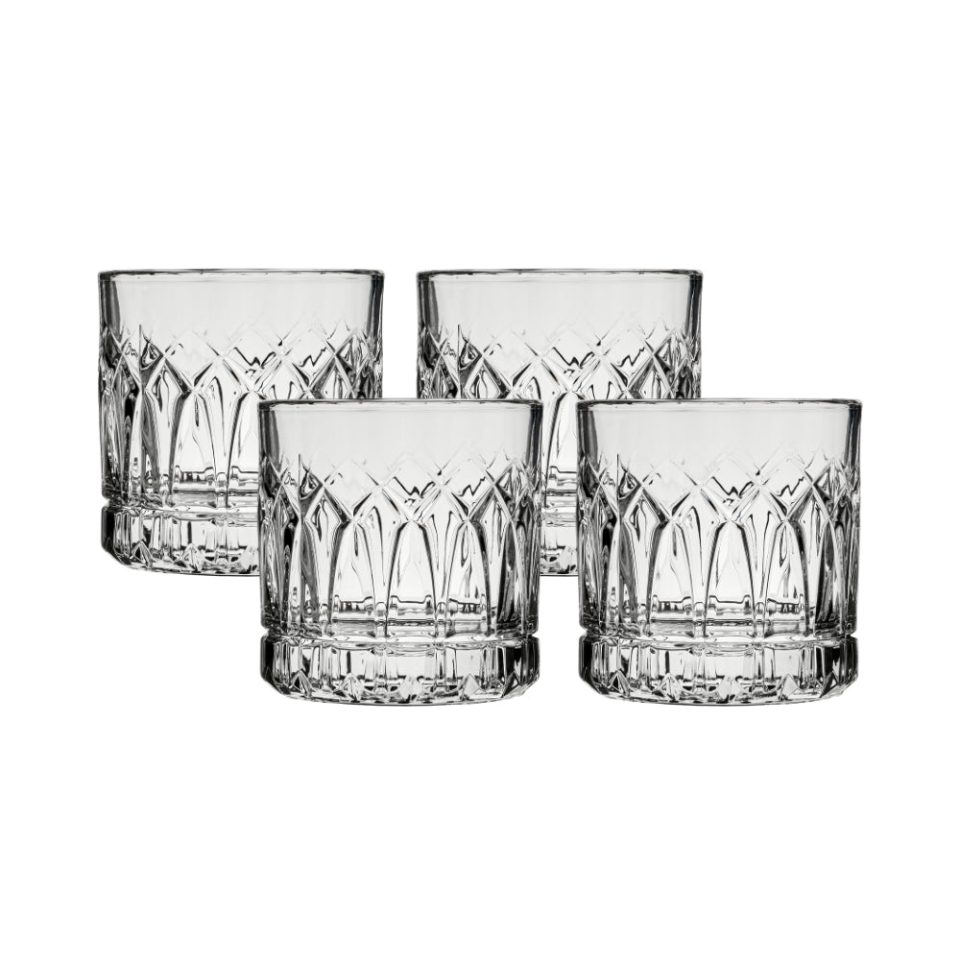 Ocean Glass Traze PST Rocks Glasses (4-Pieces), 12-ounce, Dishwasher Safe